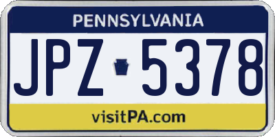 PA license plate JPZ5378