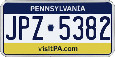 PA license plate JPZ5382