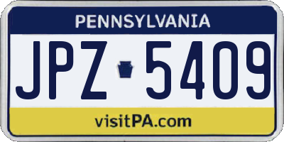 PA license plate JPZ5409