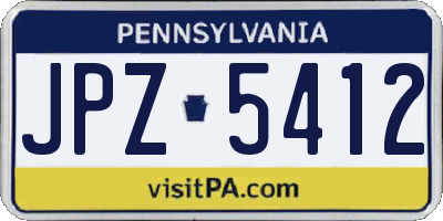 PA license plate JPZ5412