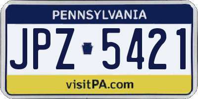 PA license plate JPZ5421
