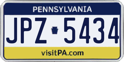 PA license plate JPZ5434