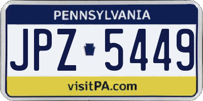 PA license plate JPZ5449