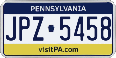 PA license plate JPZ5458