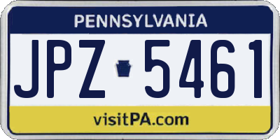 PA license plate JPZ5461