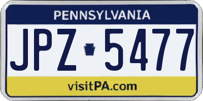 PA license plate JPZ5477