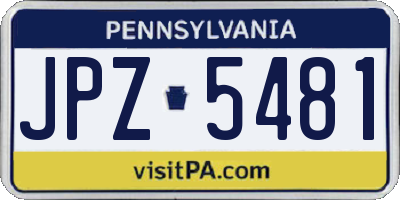 PA license plate JPZ5481