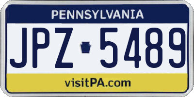 PA license plate JPZ5489