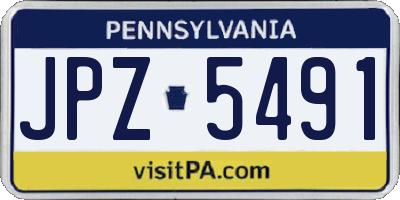 PA license plate JPZ5491
