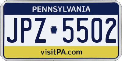 PA license plate JPZ5502