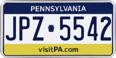 PA license plate JPZ5542