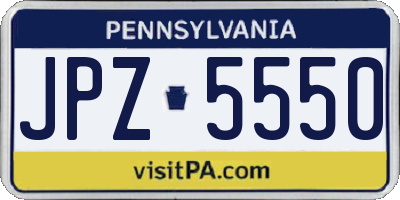PA license plate JPZ5550