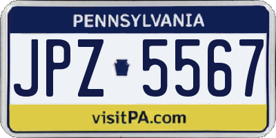 PA license plate JPZ5567