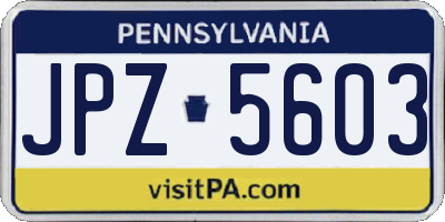 PA license plate JPZ5603
