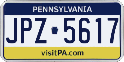 PA license plate JPZ5617