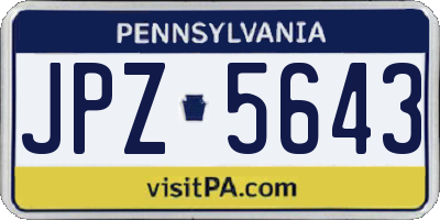 PA license plate JPZ5643