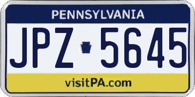 PA license plate JPZ5645