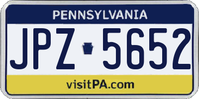 PA license plate JPZ5652