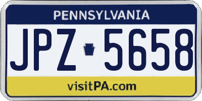 PA license plate JPZ5658