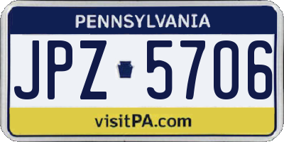 PA license plate JPZ5706