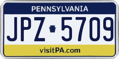 PA license plate JPZ5709