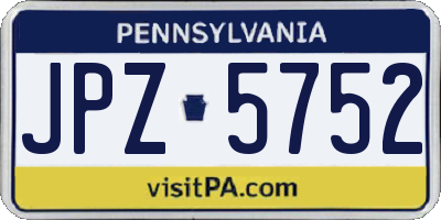 PA license plate JPZ5752