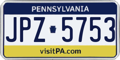 PA license plate JPZ5753