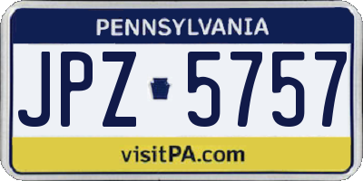 PA license plate JPZ5757