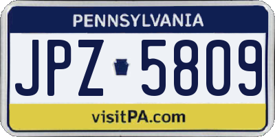PA license plate JPZ5809