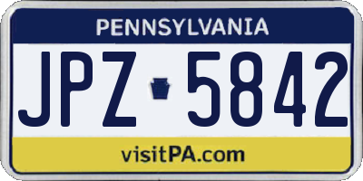 PA license plate JPZ5842
