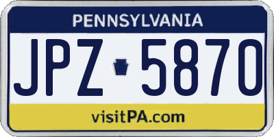 PA license plate JPZ5870