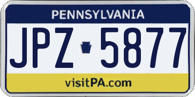 PA license plate JPZ5877