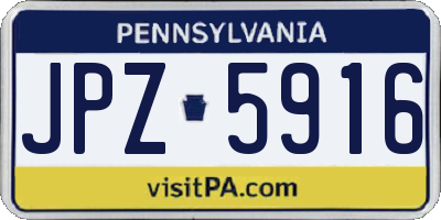 PA license plate JPZ5916