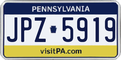 PA license plate JPZ5919