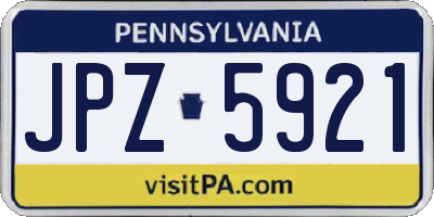 PA license plate JPZ5921
