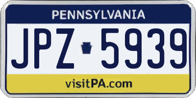 PA license plate JPZ5939