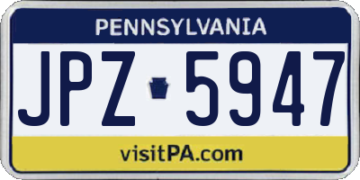 PA license plate JPZ5947