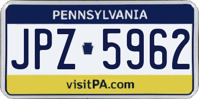 PA license plate JPZ5962