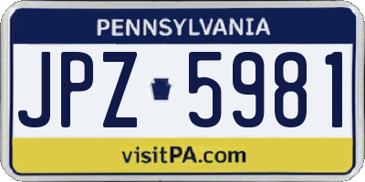 PA license plate JPZ5981