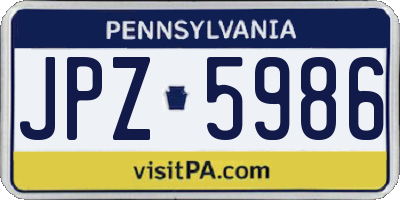 PA license plate JPZ5986