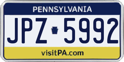 PA license plate JPZ5992