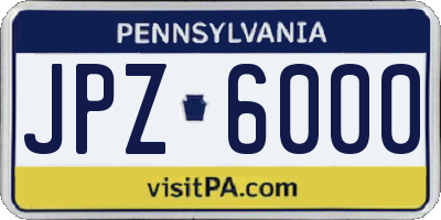 PA license plate JPZ6000