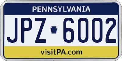 PA license plate JPZ6002