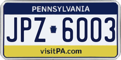 PA license plate JPZ6003