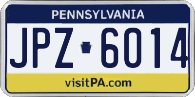PA license plate JPZ6014