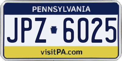 PA license plate JPZ6025