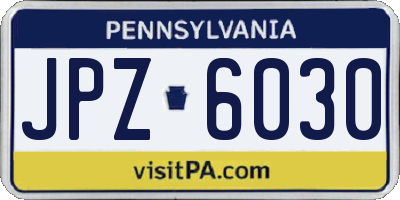 PA license plate JPZ6030