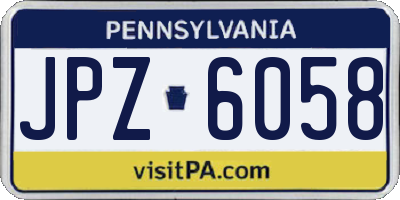 PA license plate JPZ6058