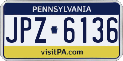 PA license plate JPZ6136