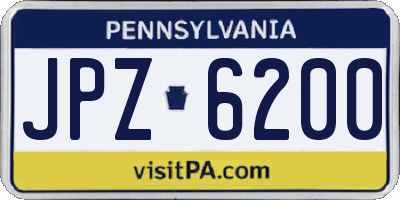 PA license plate JPZ6200